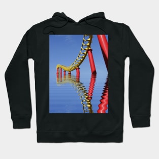 vivid red roller coaster on clear cloudless blue sky background Hoodie